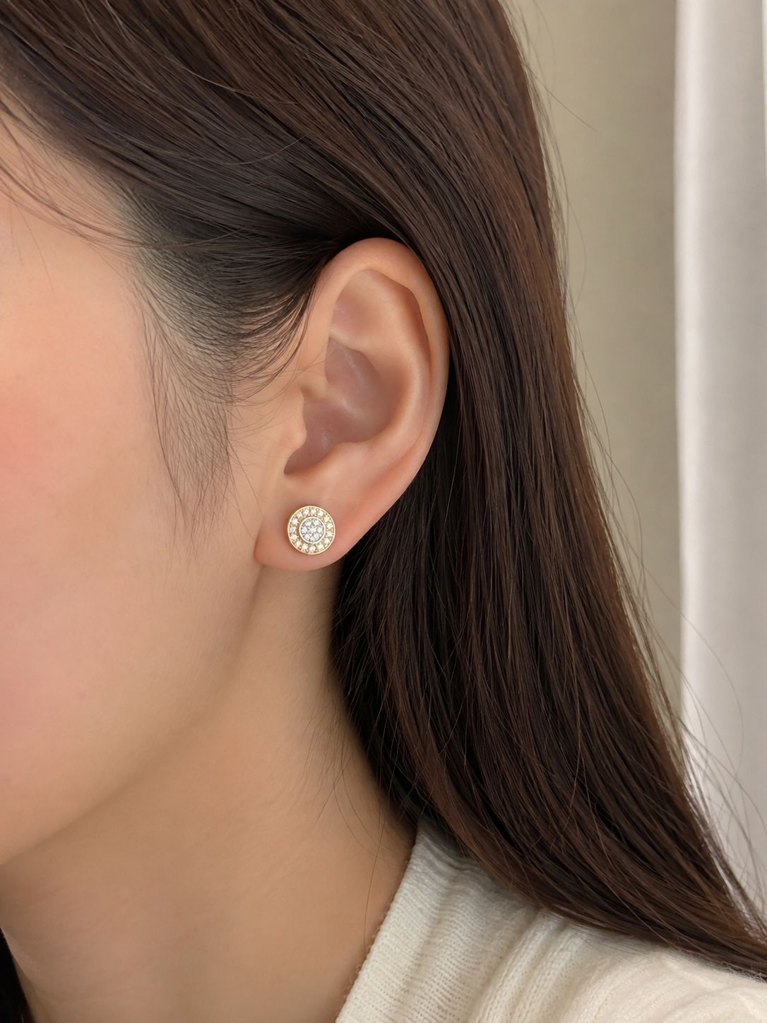 10K Yellow Gold Natural Diamond Round Stud Earrings 0.125 CTW 0.99g