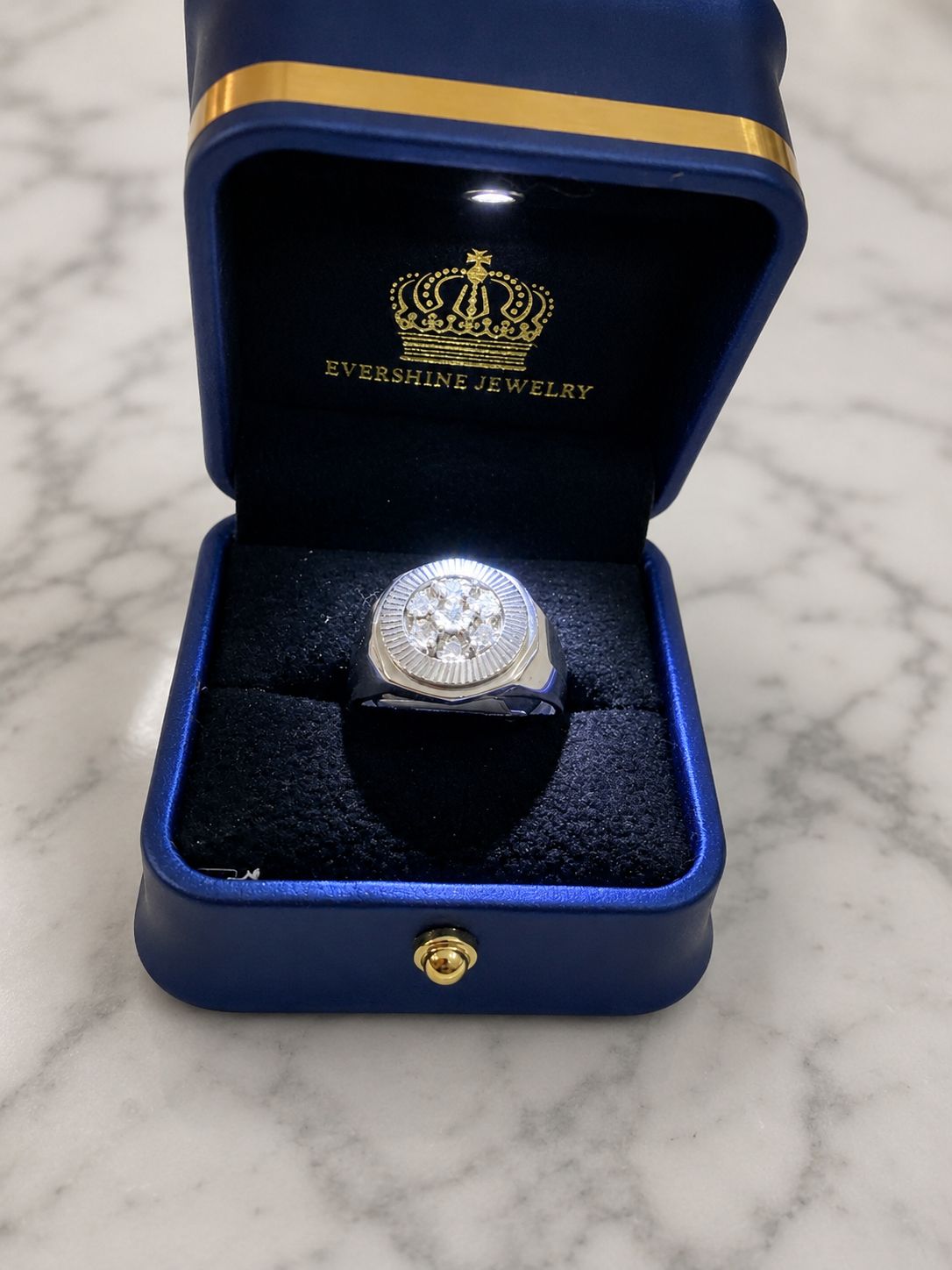 Evershine Jewelry Men’s 10K Gold Natural Diamond Cluster Ring – Size 10