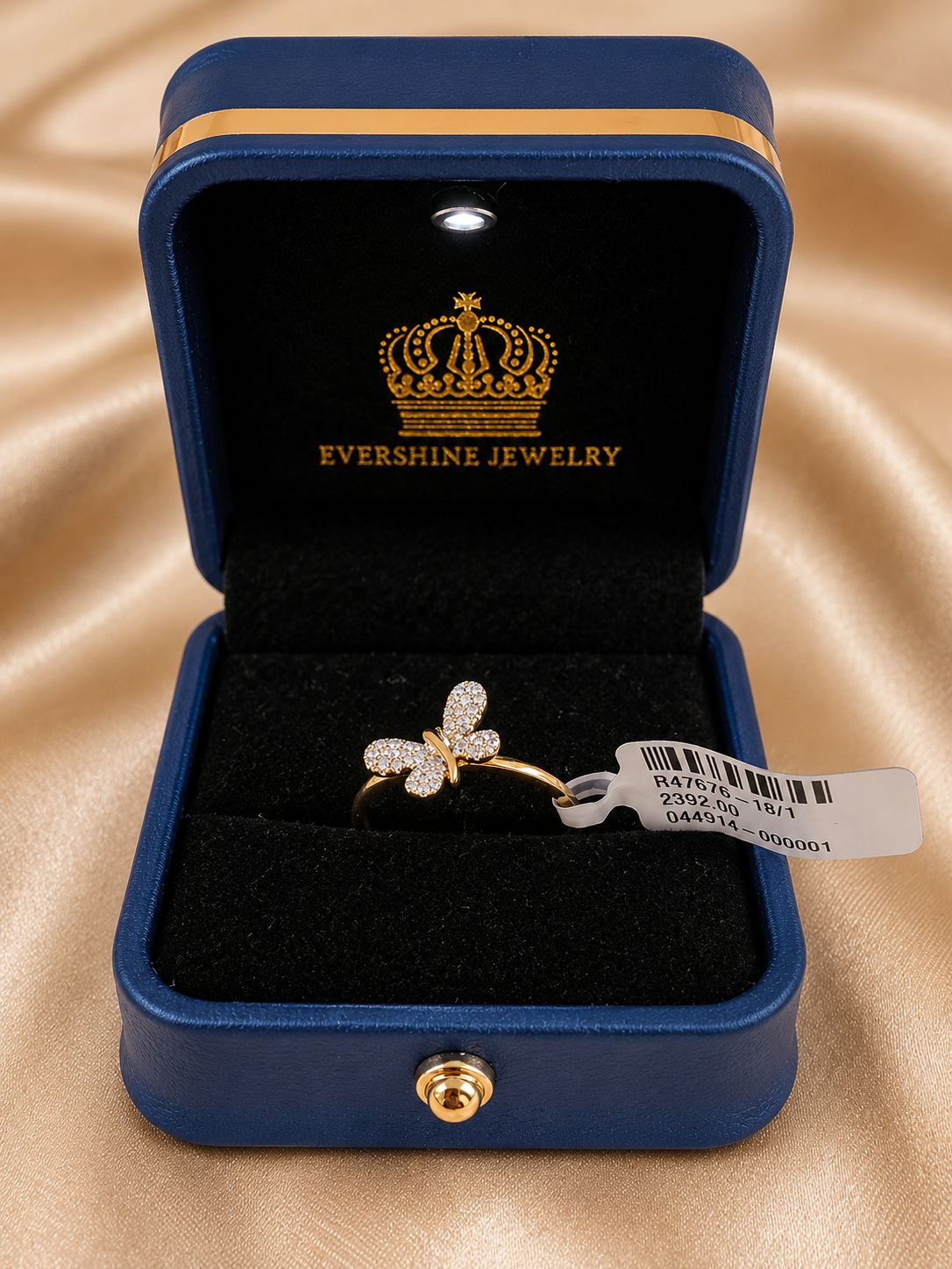 14K Gold Natural Diamond Butterfly Ring – Size 6.5 – Elegant Women’s Fine Jewelry