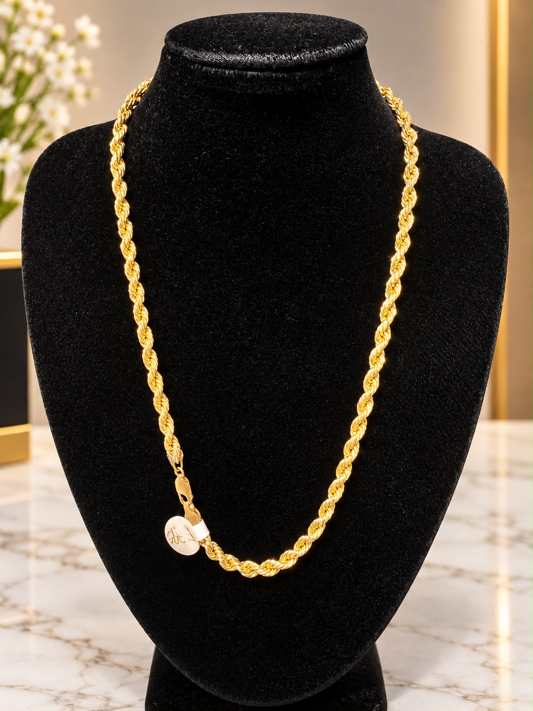10K Yellow Gold Rope Chain Necklace 18” Diamond Cut Twisted Lobster Clasp Unisex