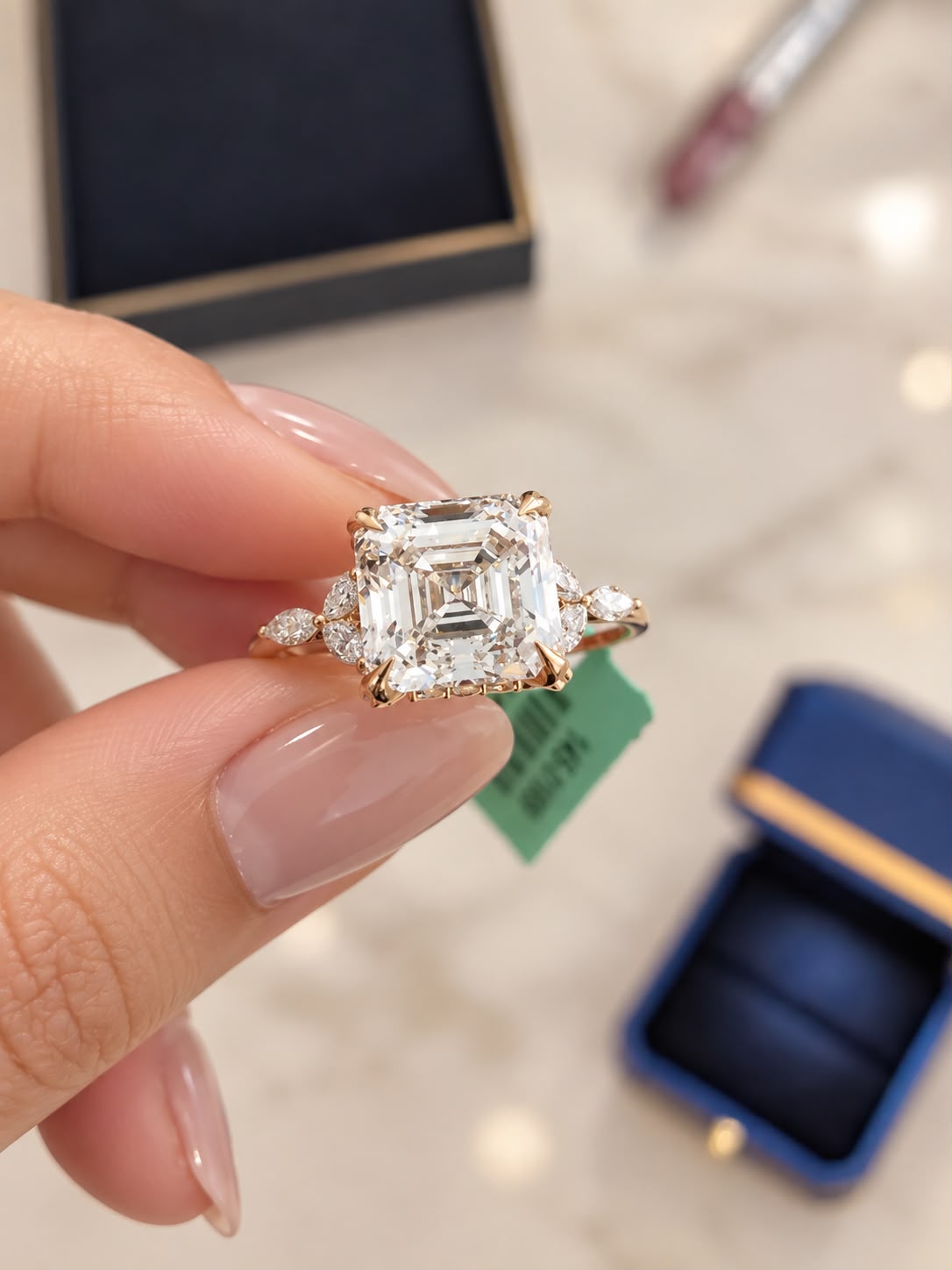 14K Yellow Gold 2.95 CTW Lab Grown Emerald Cut Diamond Engagement Ring IGI