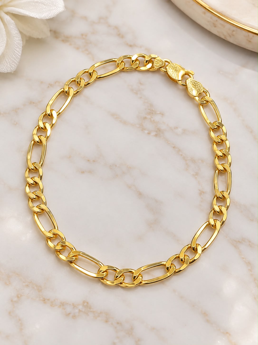 10K Yellow Gold Figaro Link Anklet 10” Women’s Fine Jewelry