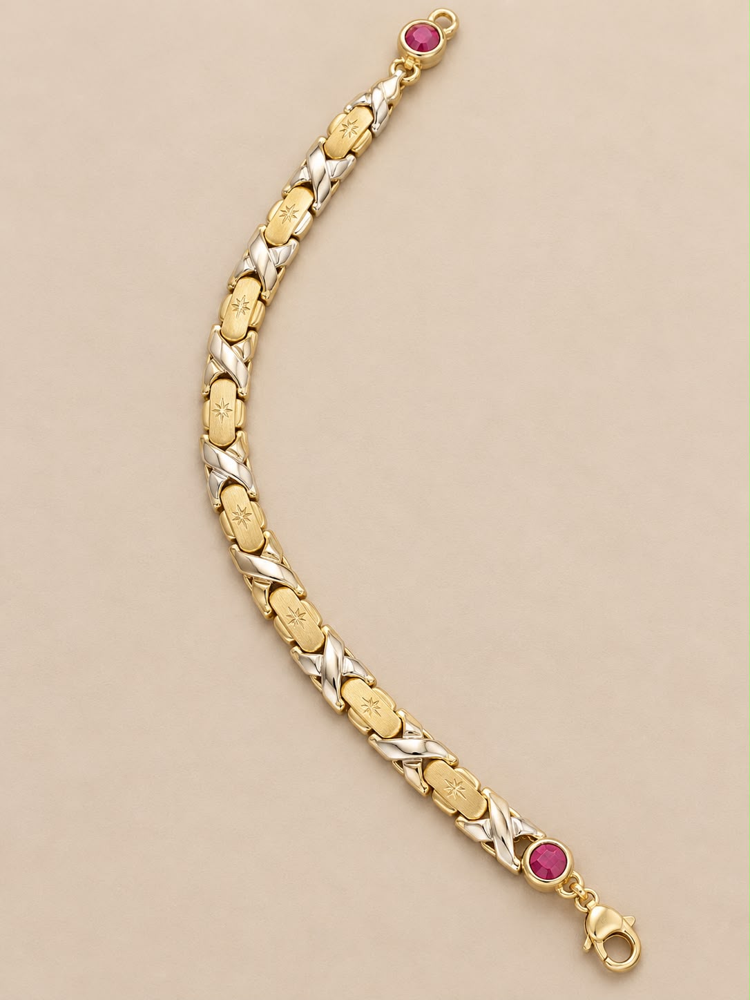 10K Yellow Gold Two-Tone 10” Anklet 8.2mm Star Design – 8.4 Grams