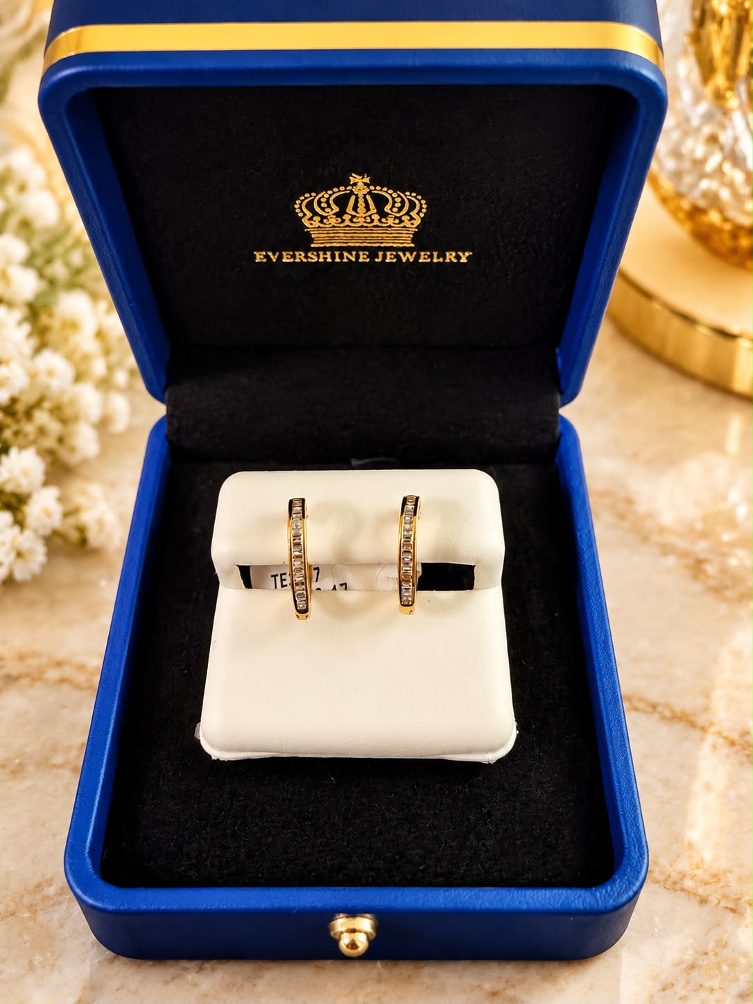 10K Yellow Gold Heart Shape Hoop Earrings with 0.74 CT Diamond