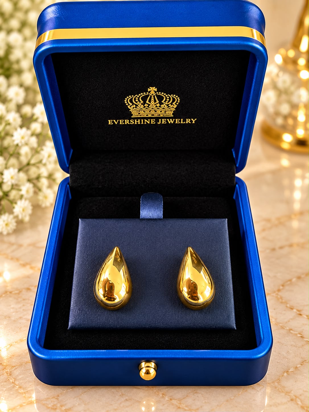 14K Yellow Gold Teardrop Stud Earrings – Polished Drop Design