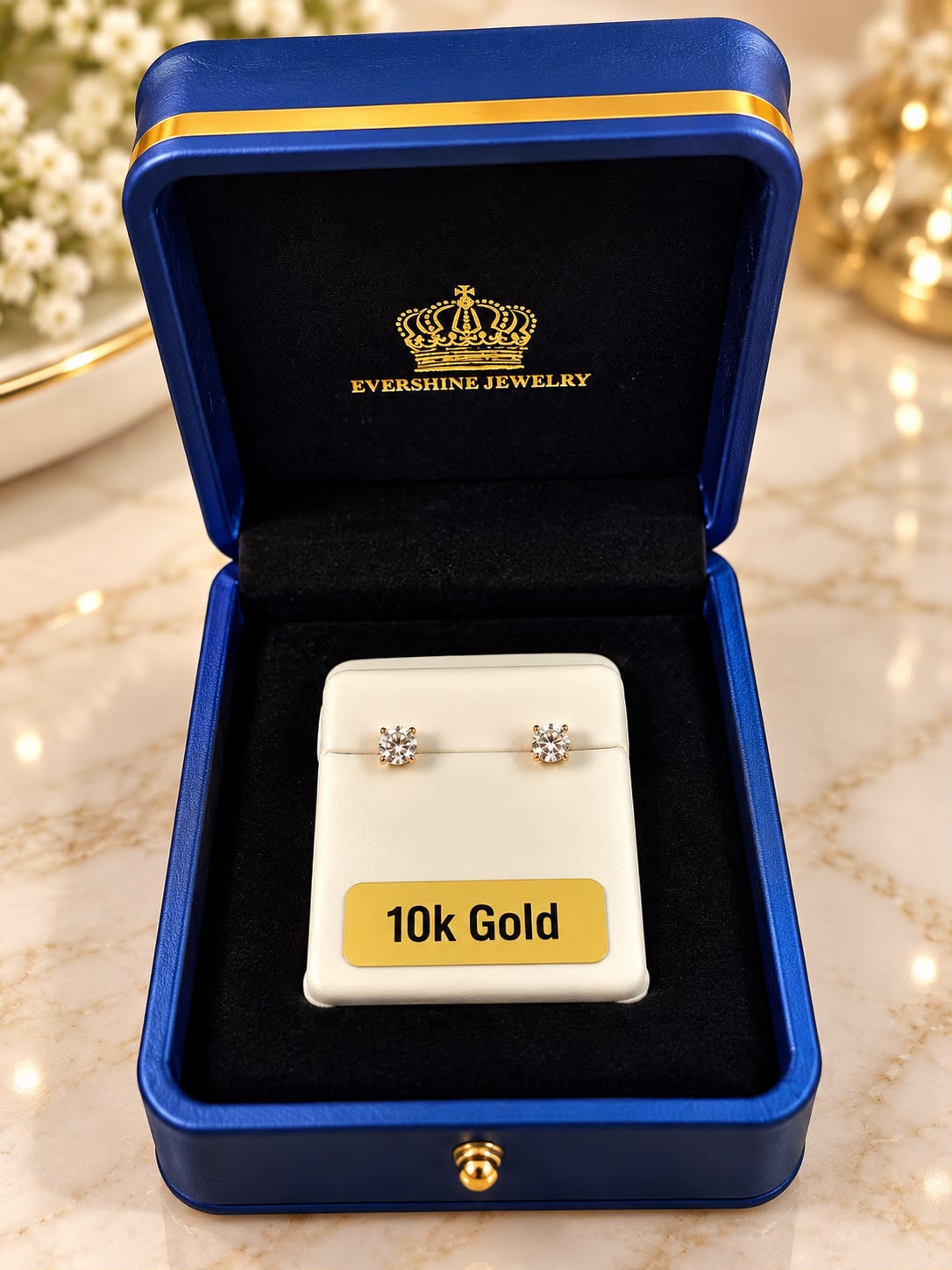 10K Yellow Gold 3mm Round CZ Stud Earrings – Unisex