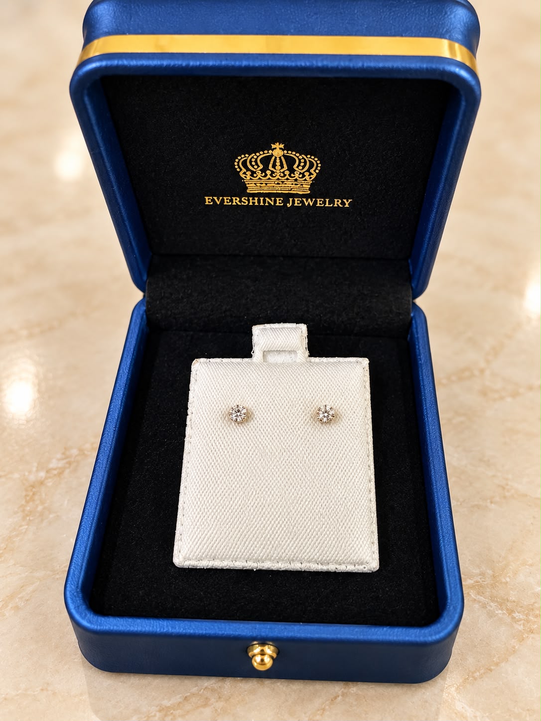 14K Yellow Gold Round CZ Stud Earrings – Classic Unisex Design
