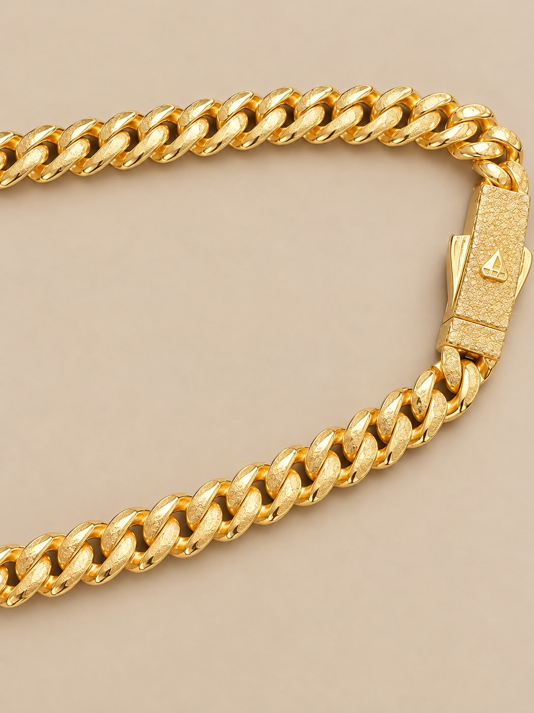 10K Yellow Gold Miami Cuban Link Chain Necklace CZ Stone Clasp 15.5 Grams