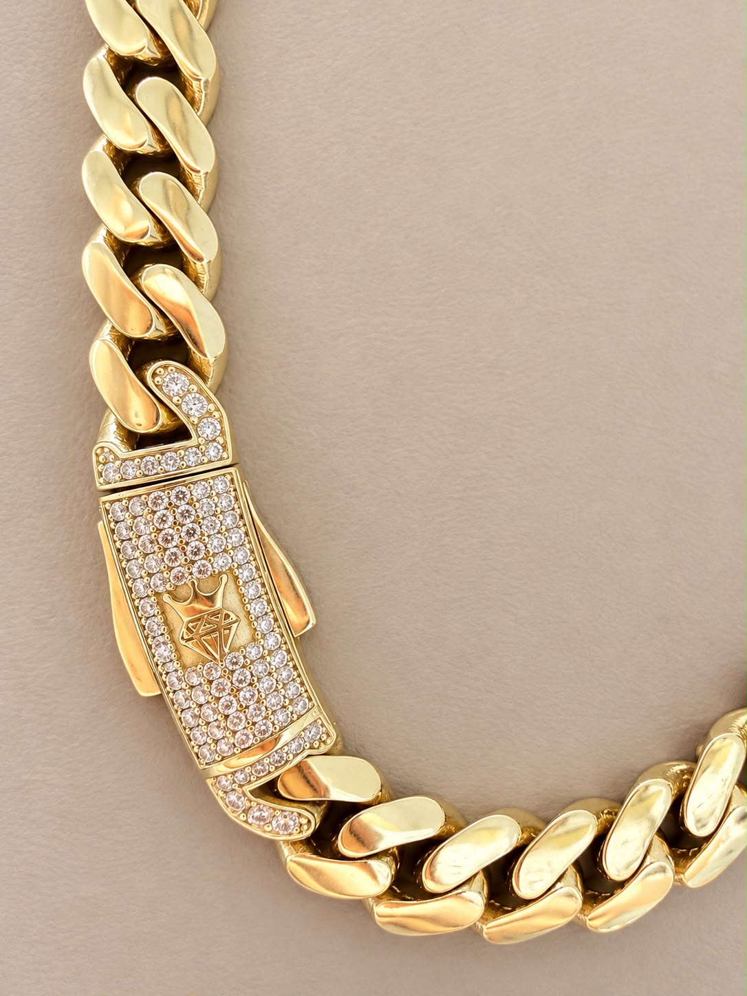 10K Yellow Gold Monaco Cuban Link Necklace 19” 9.1mm CZ Stone Clasp 26 Grams