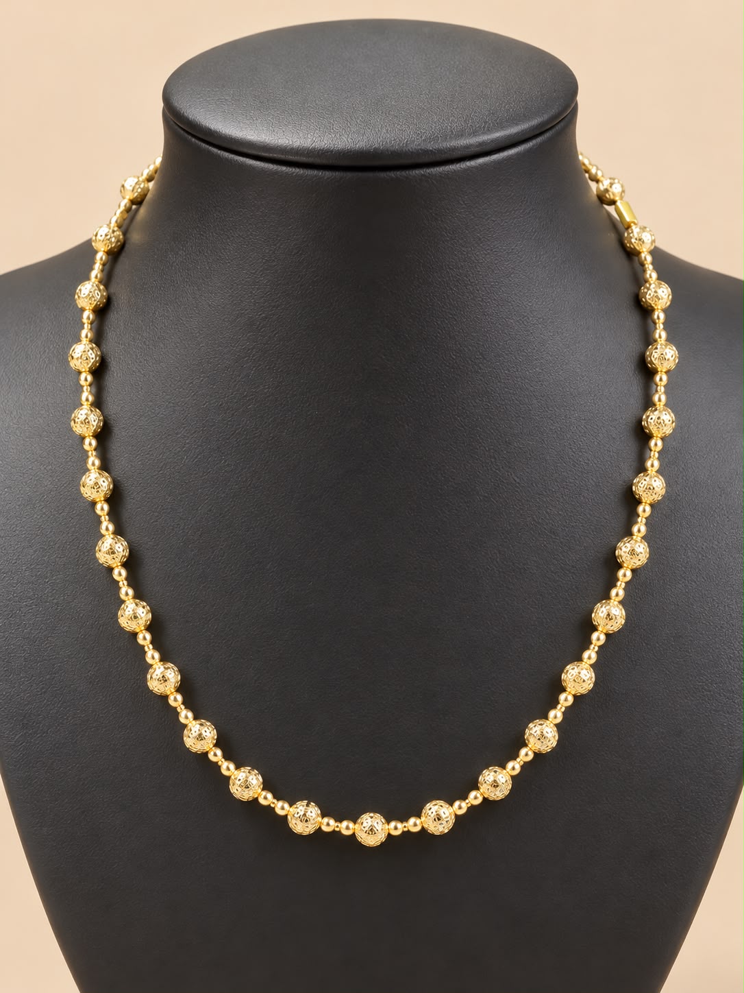 14K Yellow Gold Diamond Cut Beaded Ball Necklace 16” Women’s 7.8 Grams
