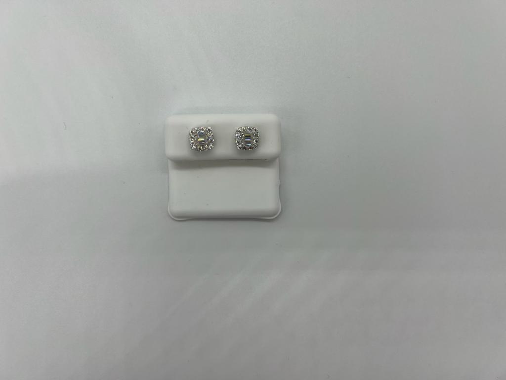 Moissanite diamond on silver earrings