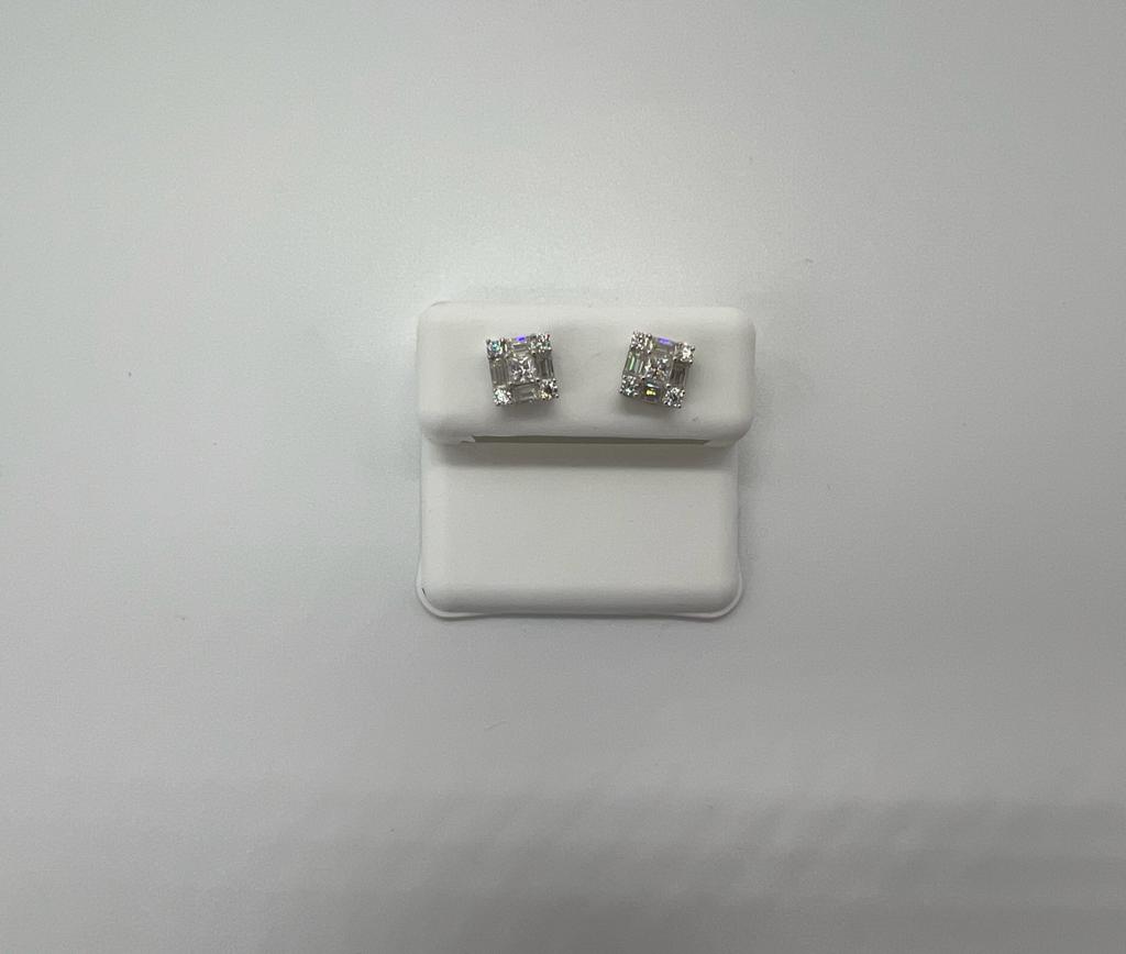 Moissanite diamond on silver earrings