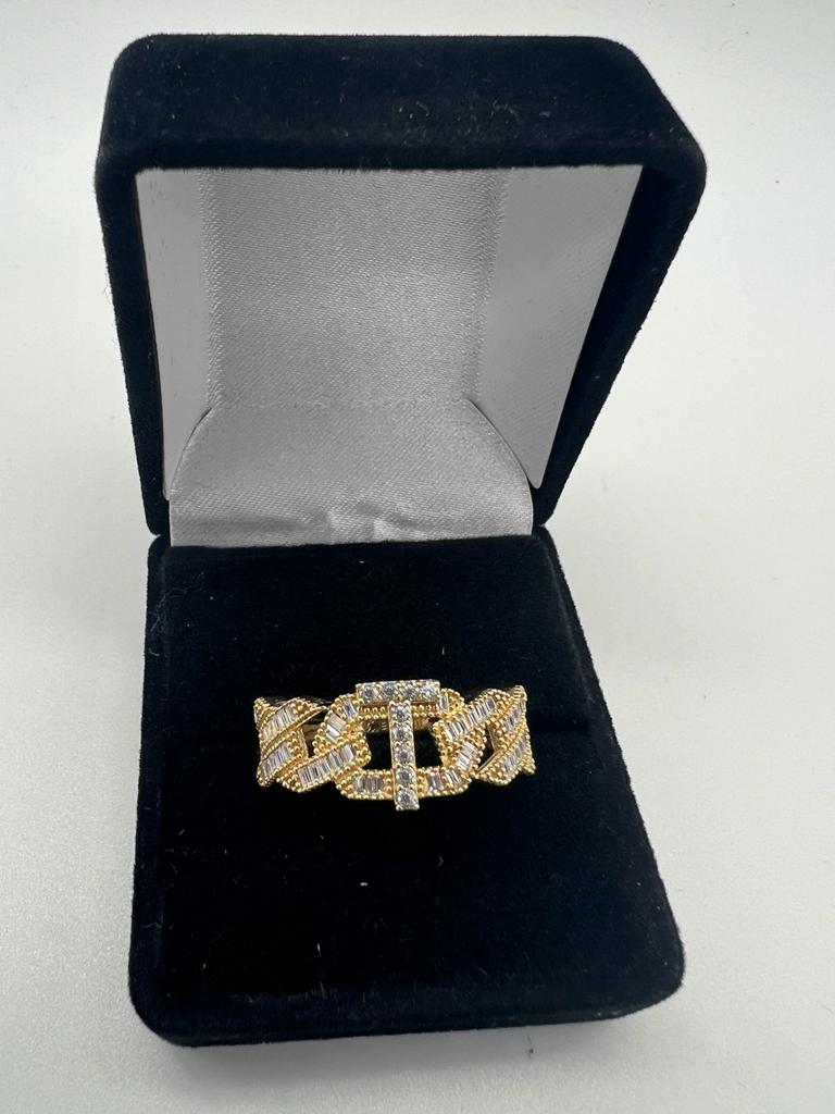 10k Gold initial ring | Cuban Link style