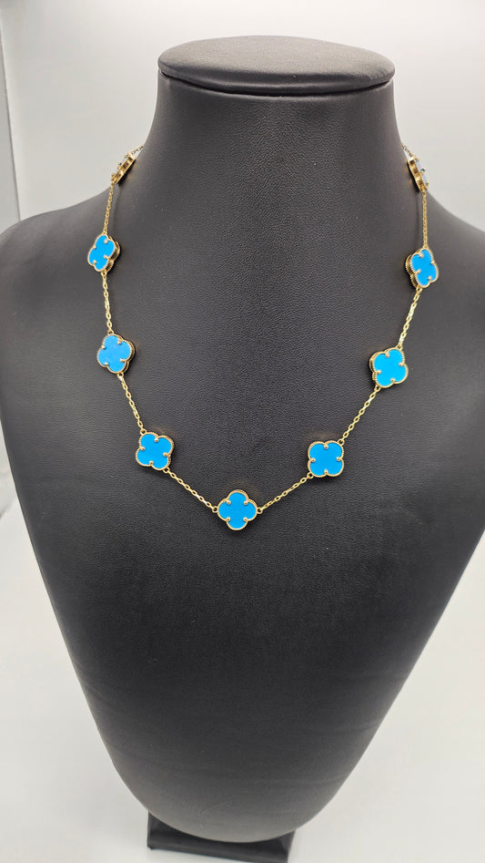 Blue flower necklace.