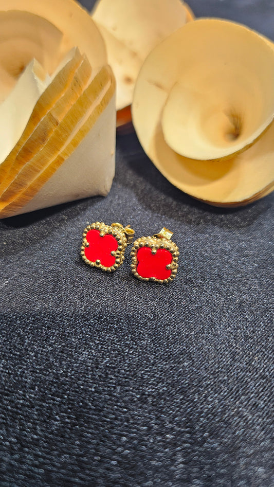 Red petals studs