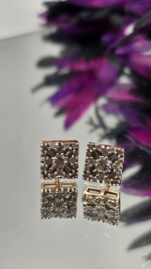 Unique square diamond earrings