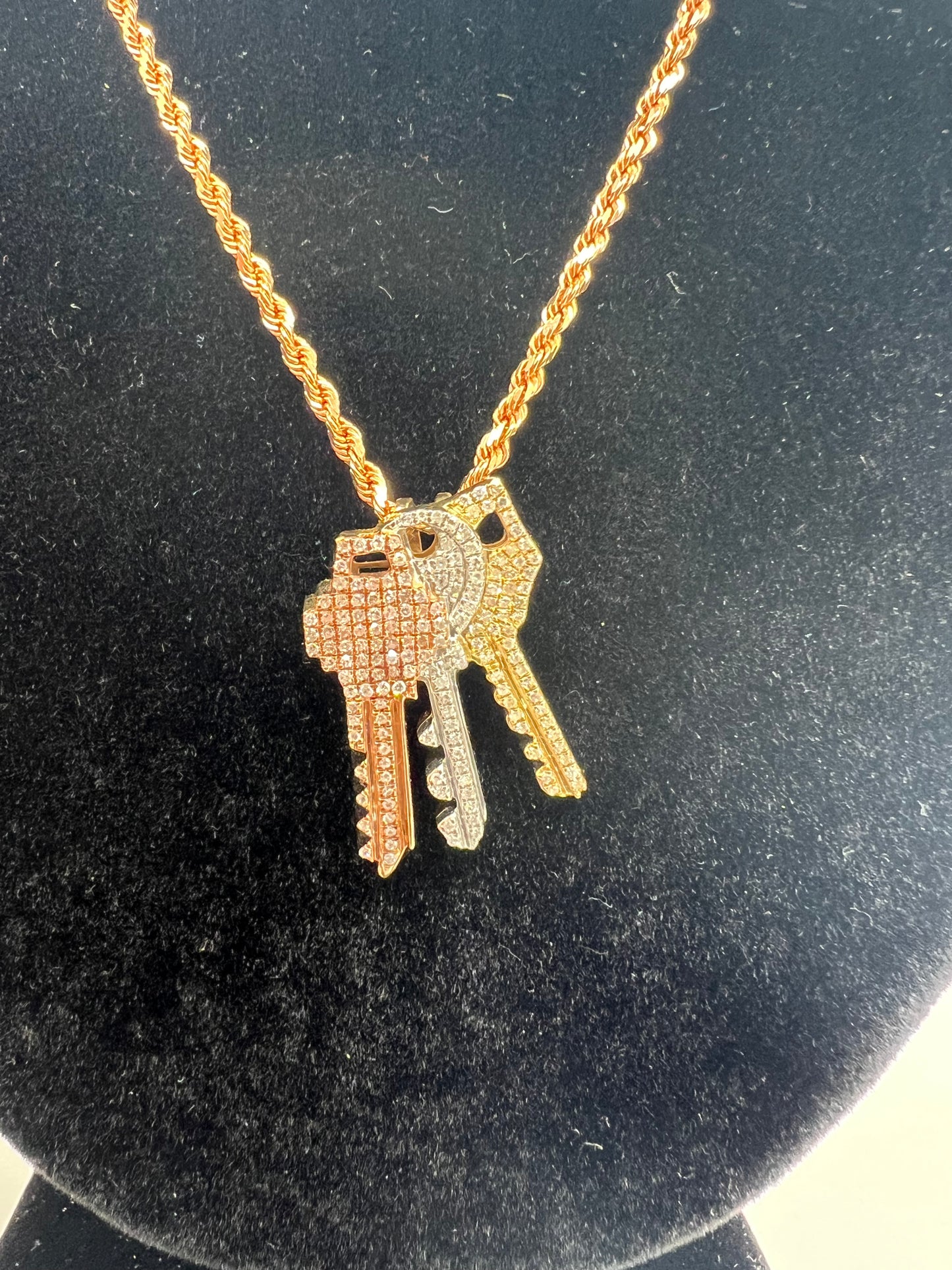 Rose gold chain | key charm | diamond