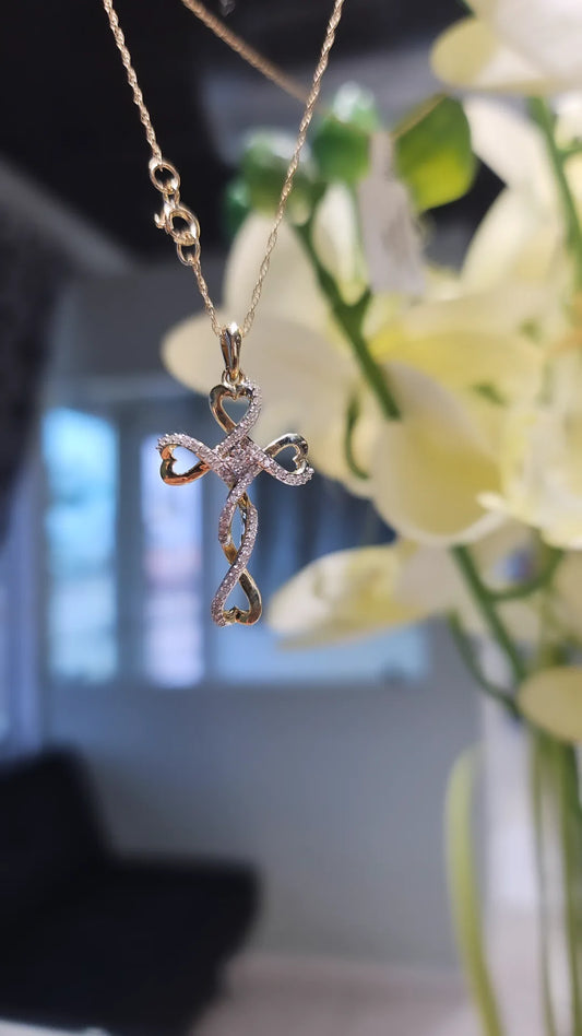 Hearts and holy cross charm