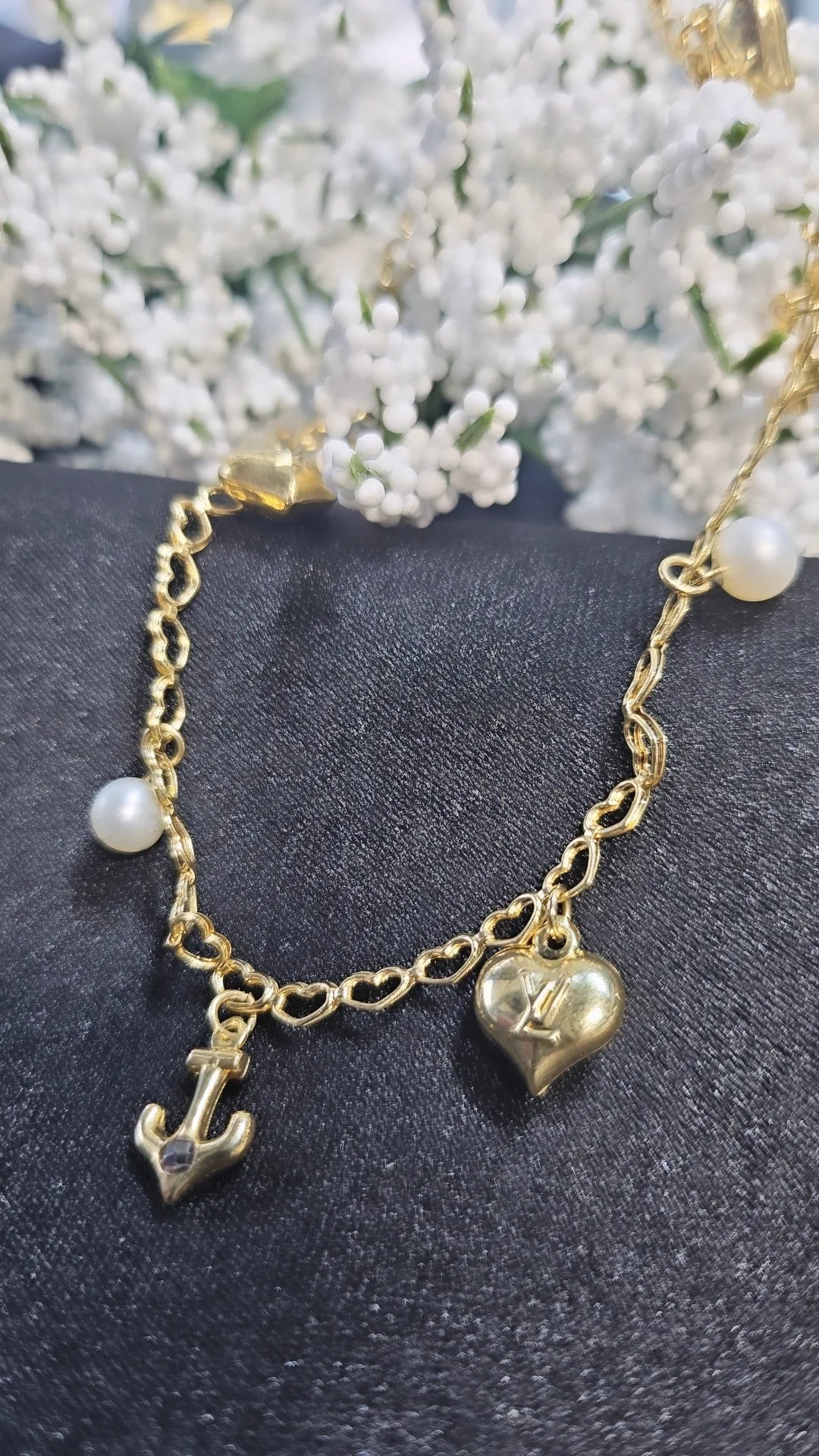 Hearts and anchor anklet