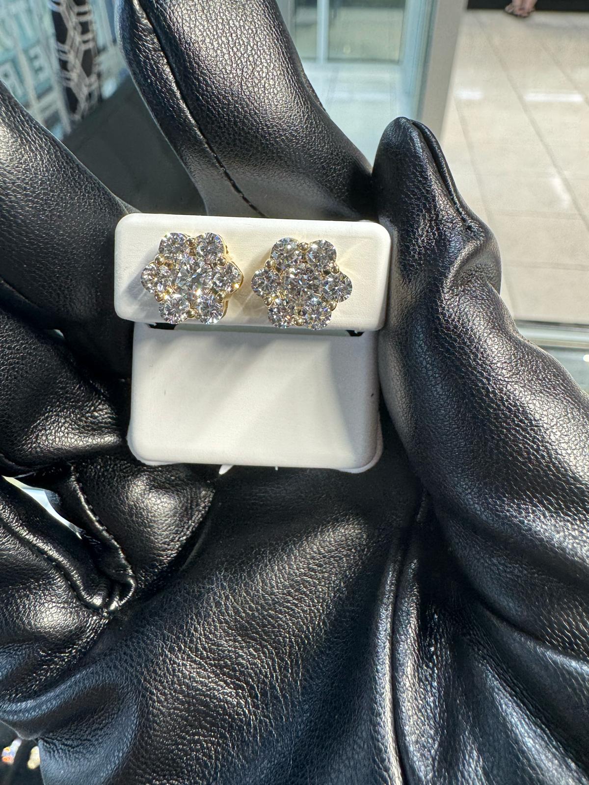 Floral Gold Diamond Earrings