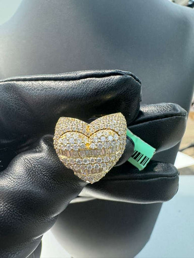 Gold Heart Ring with Diamonds