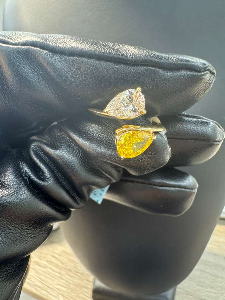 Two Tone Pear Duo Diamond Ring