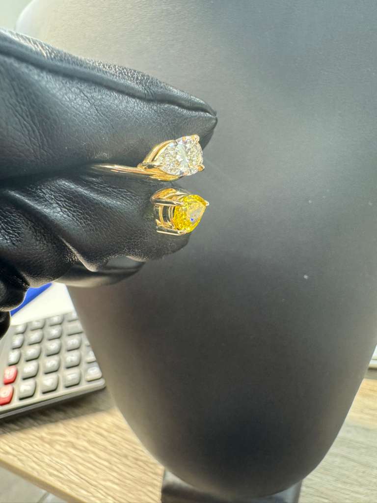 Two Tone Pear Duo Diamond Ring