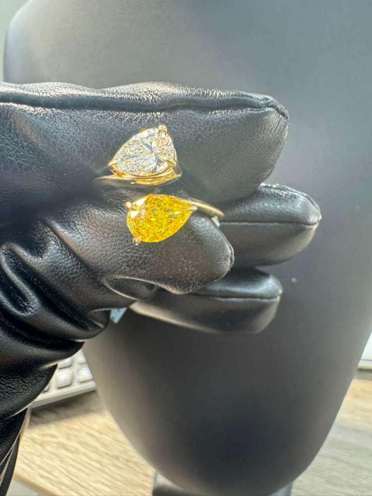 Two Tone Pear Duo Diamond Ring