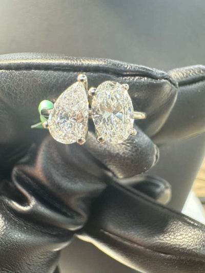 Gold Pear & Oval Diamond Duo Ring