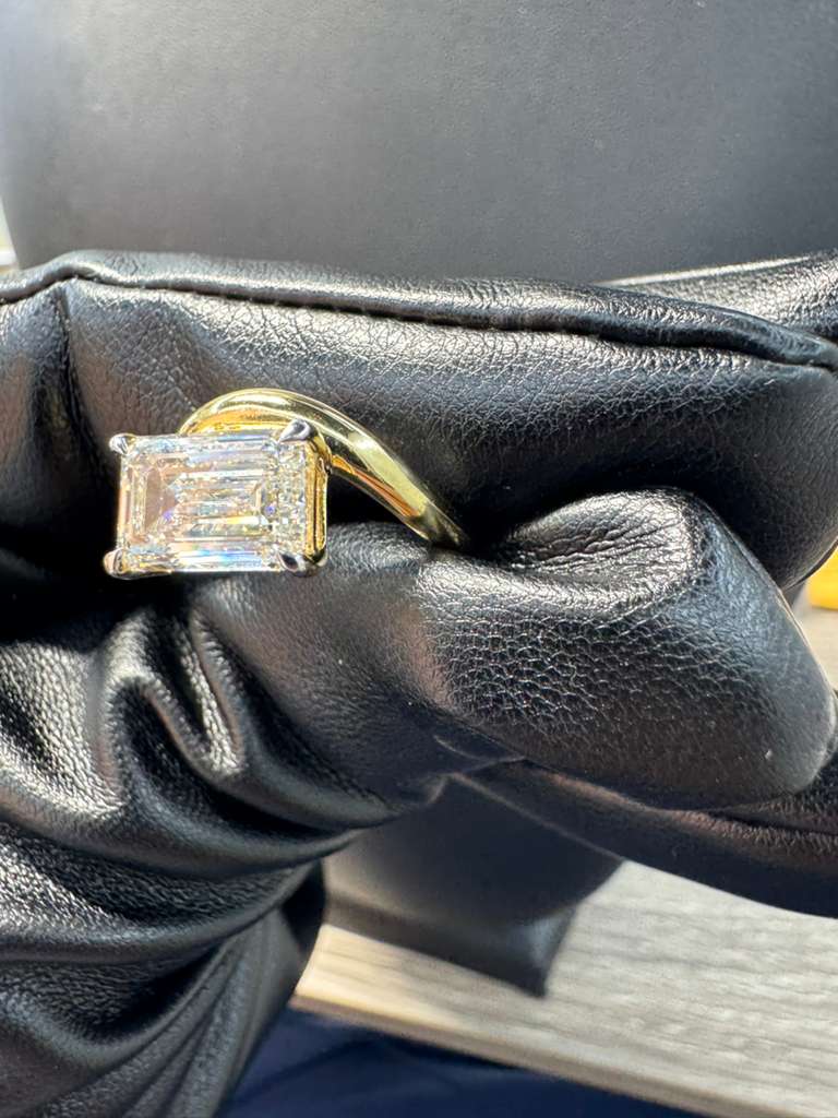 Gold Emerald Cut Diamond Ring