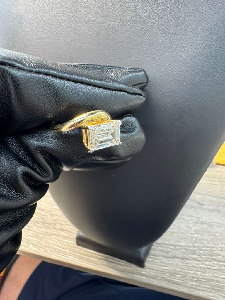 Gold Emerald Cut Diamond Ring