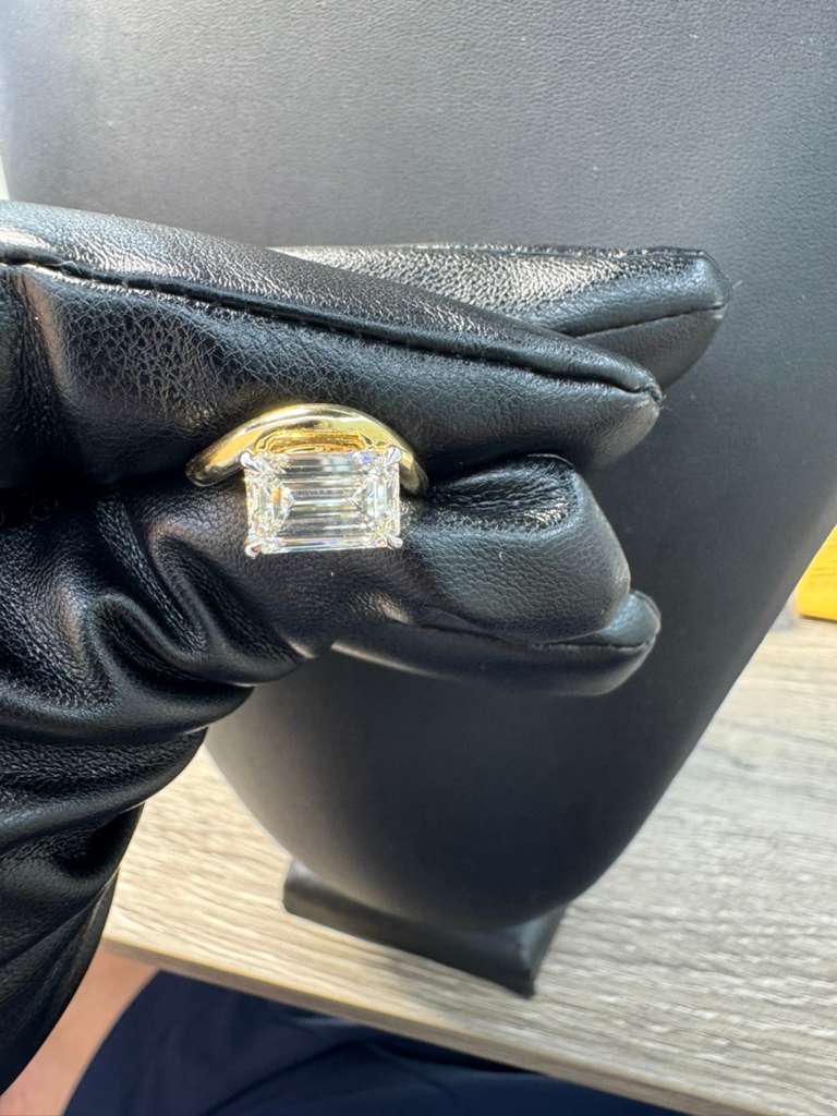 Gold Emerald Cut Diamond Ring