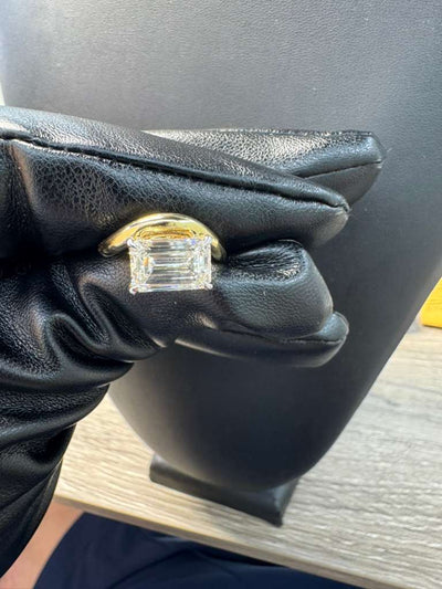 Gold Emerald Cut Diamond Ring