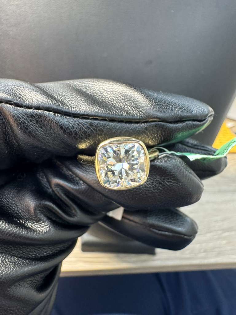 Bezel Set Cushion Cut Diamond Ring