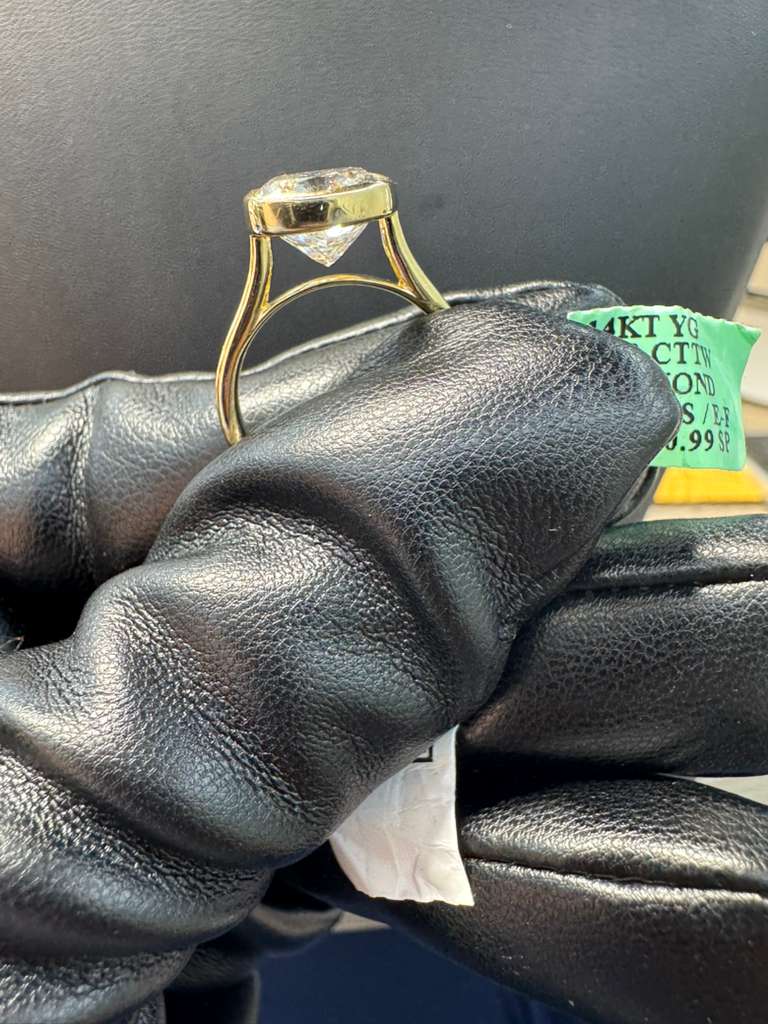 Bezel Set Cushion Cut Diamond Ring