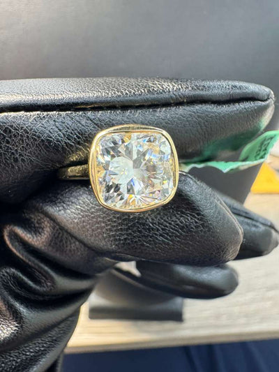 Bezel Set Cushion Cut Diamond Ring