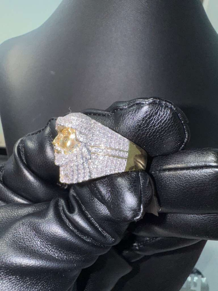 14K Gold Diamond Jesus Face Ring