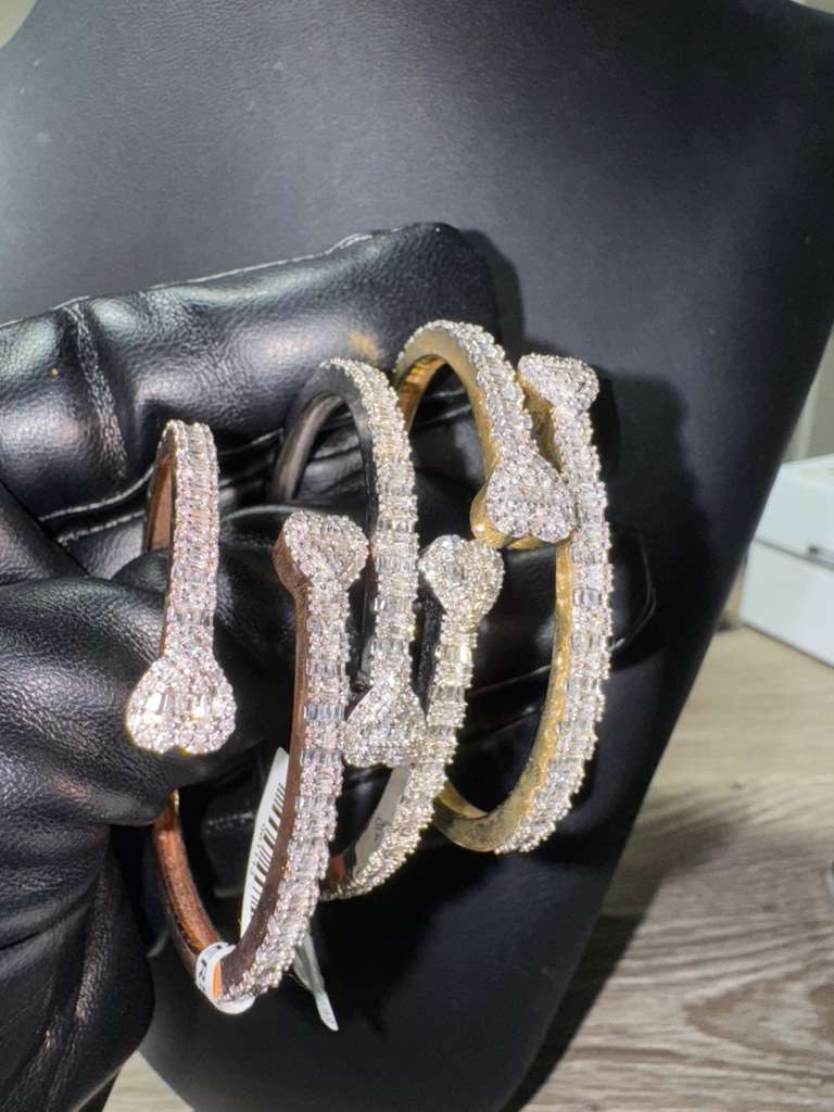 Diamond Nail Bangle Bracelet