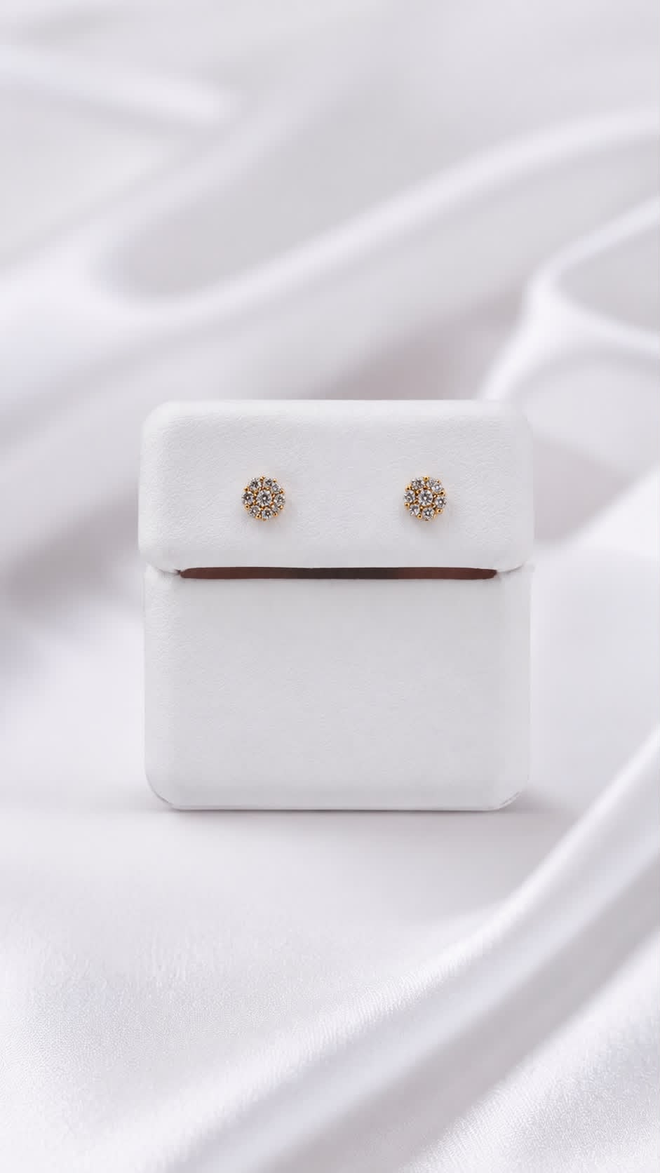 10K Gold Diamond Cluster Stud Earrings