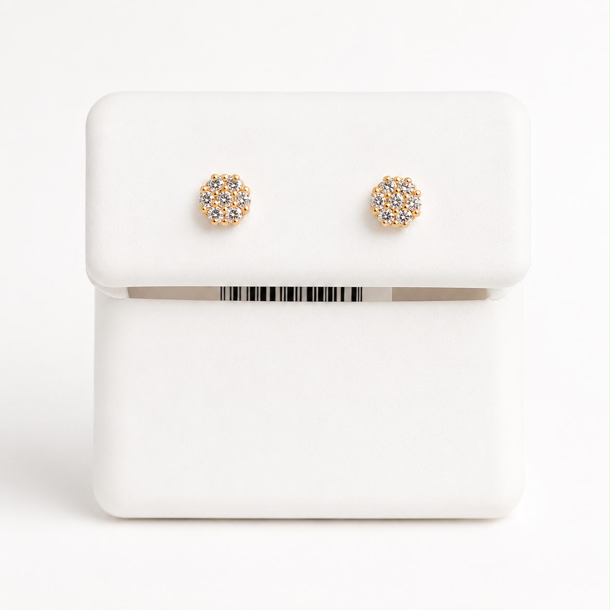 10K Gold Diamond Cluster Stud Earrings