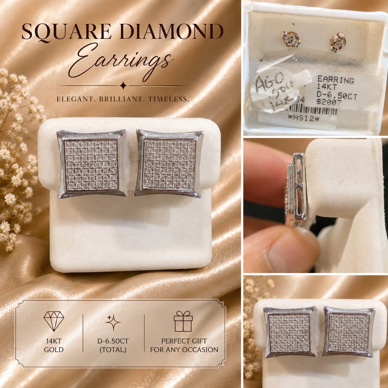 Square Diamond Earrings