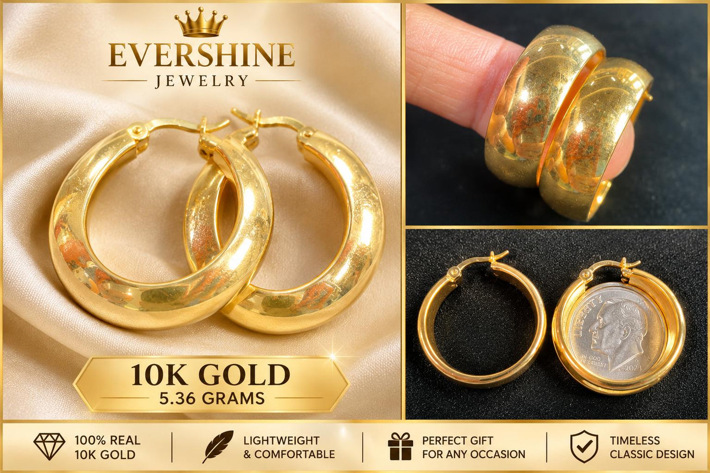 10K Gold Round Earrings