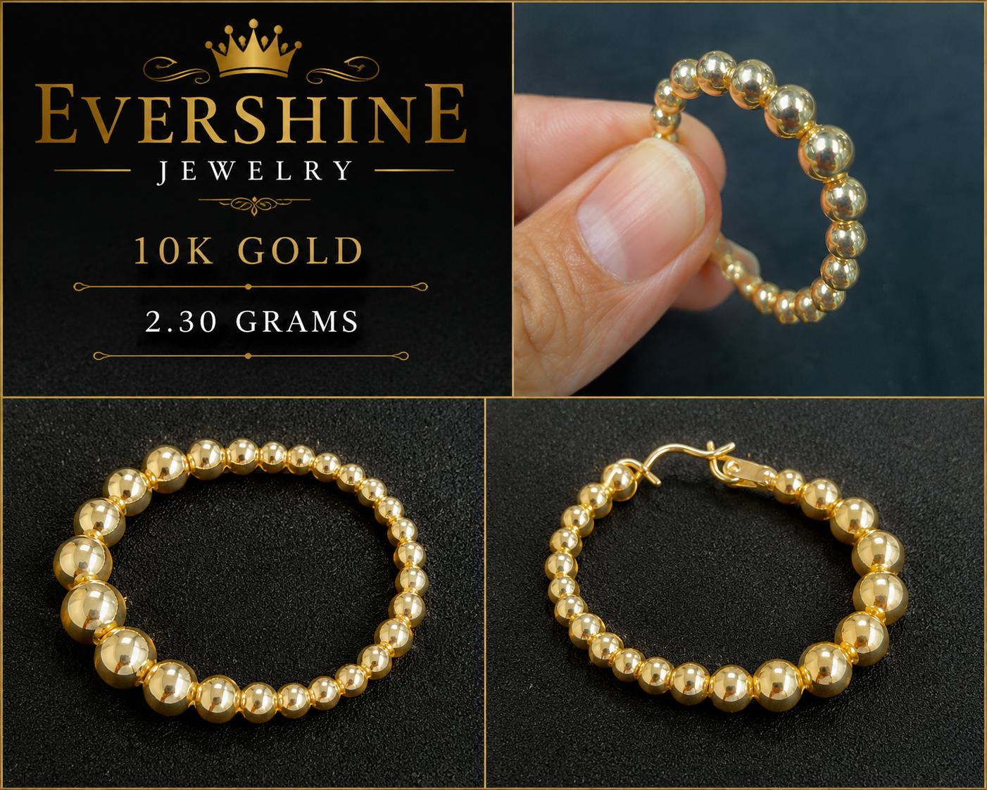 10K Gold Round Pearls Earrings