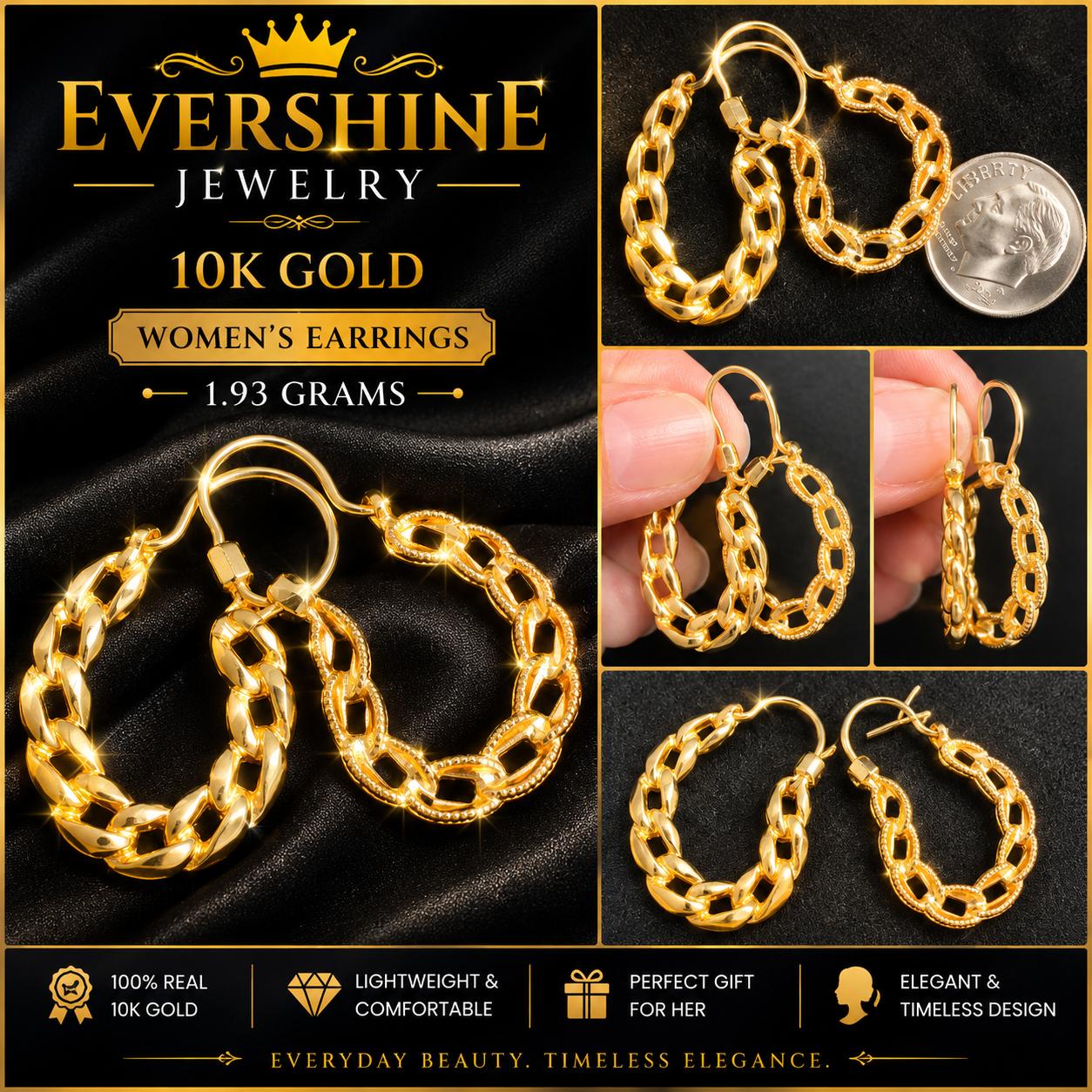 10K Gold Cuban Style Earrings