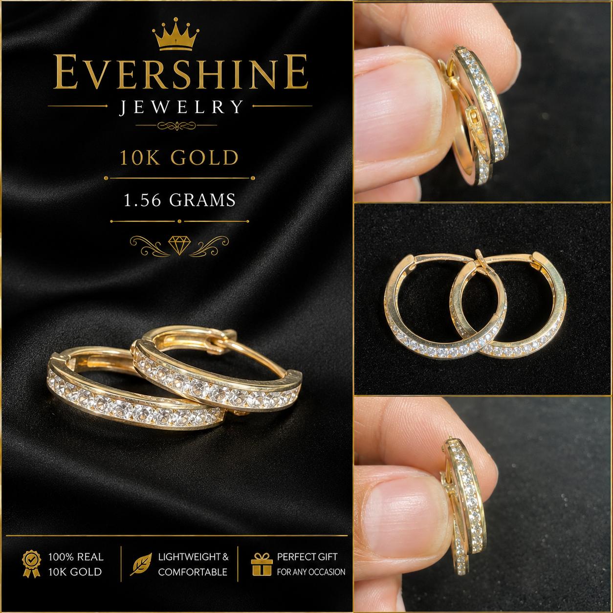10K Gold Diamond Round Earrings