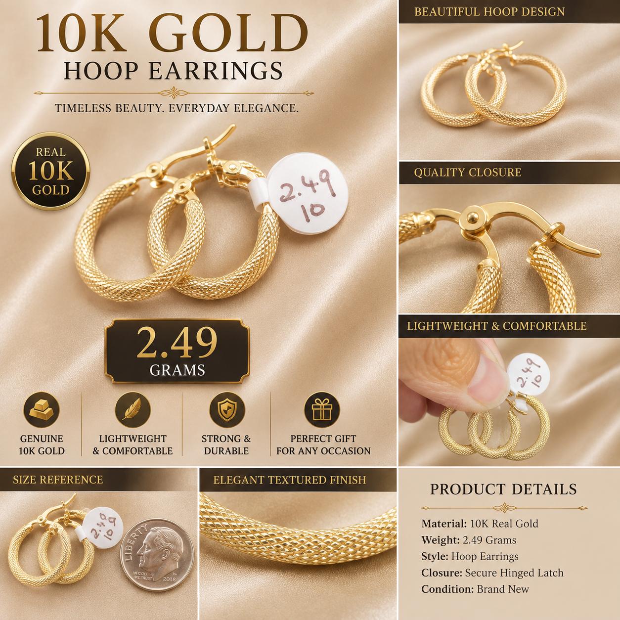 10K Gold Snake Hoop Earrings