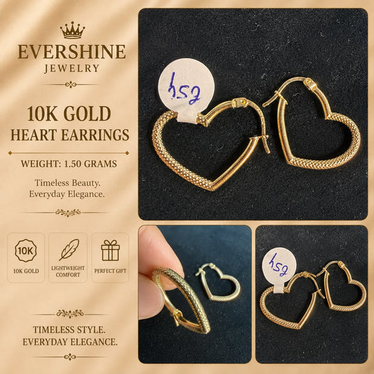 10K Gold Heart Earrings