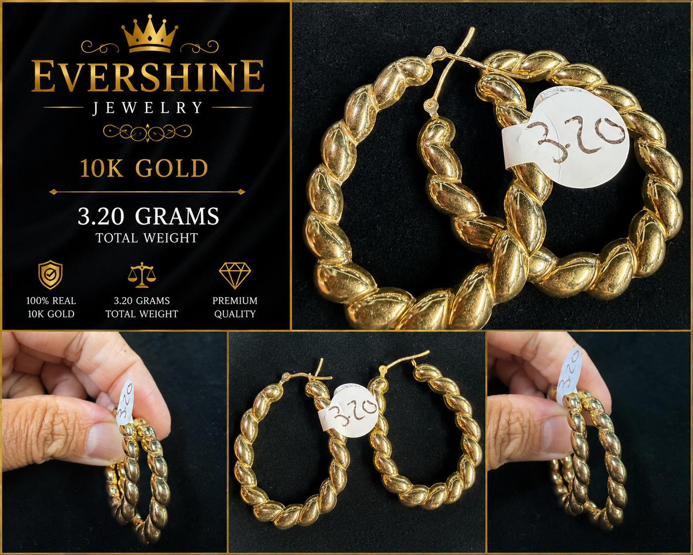10K Gold Rope Hoop earrings