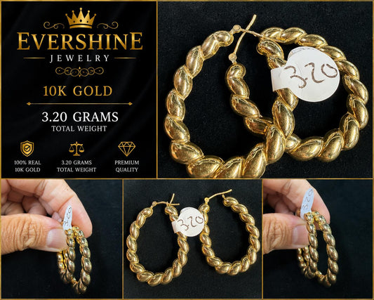 10K Gold Rope Hoop earrings