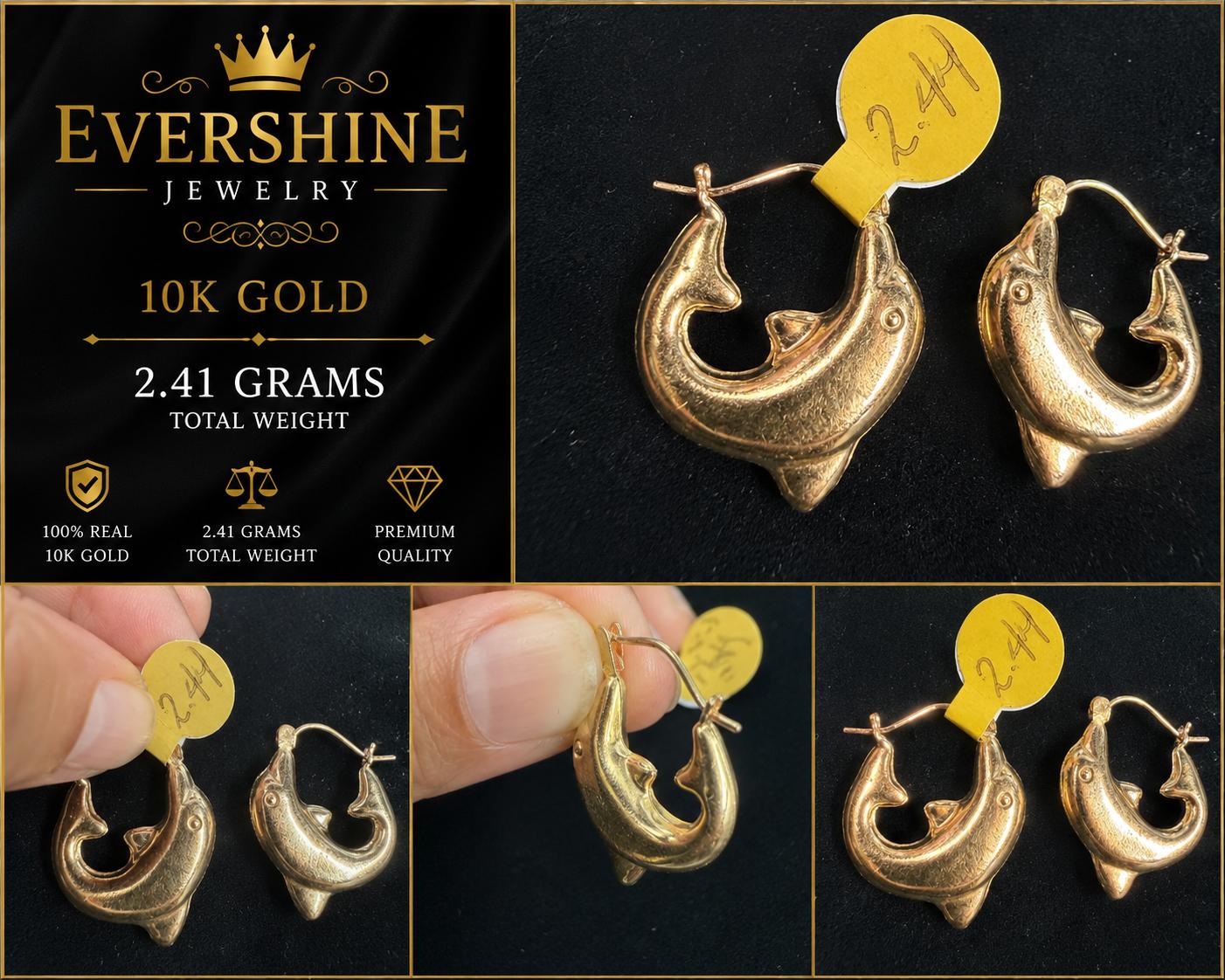 10K Gold Dolphin Earrings